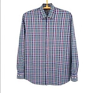 Peter Millar Summer Comfort Button Down‎ Shirt Mens XL Red Blue White Check